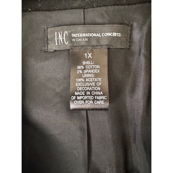 INC International Concepts Black Velvet Double Breasted Tuxedo Jacket Blazer 1X - Picture 3 of 6
